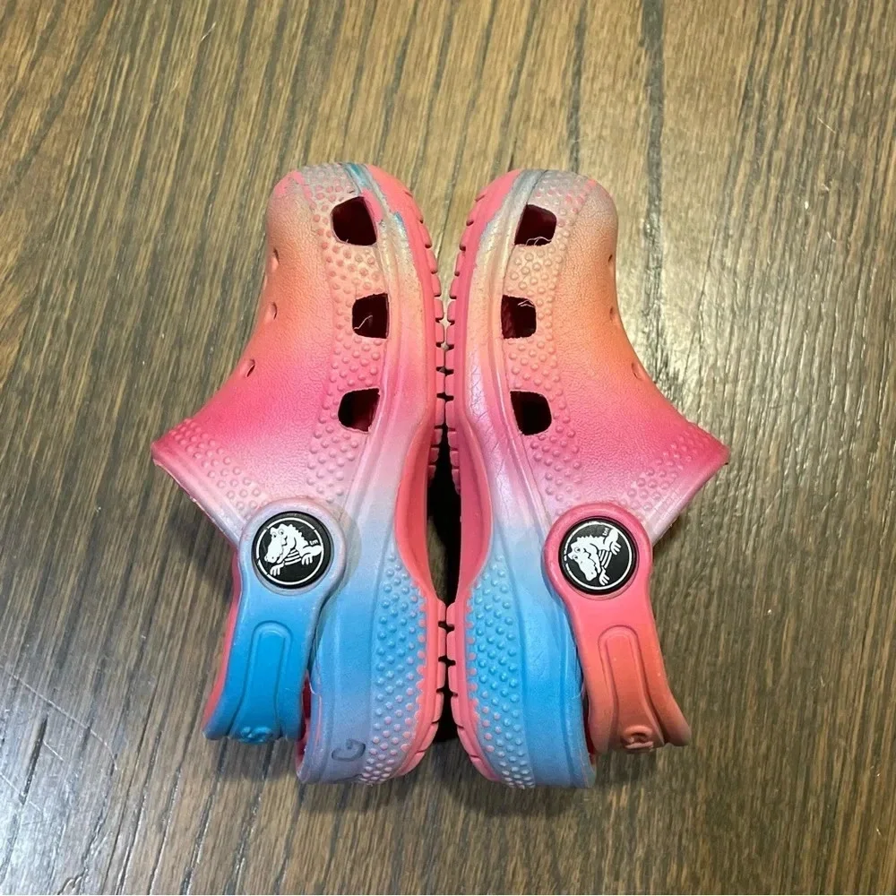 Classic Color Dip Clog Toddlers in Hyper Pink/Multi size 4